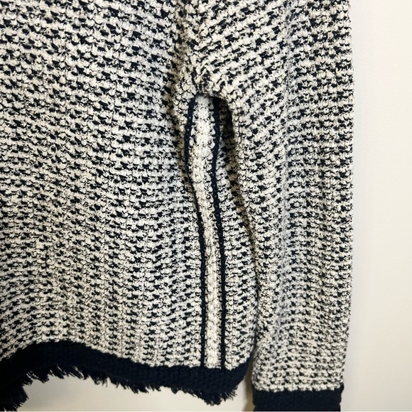 Jigsaw | Boucle Tweed Jacket | Fringe Detail | Navy | Size Small - Picture 8 of 13